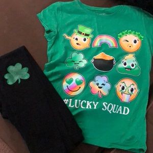 Shamrock leggings and lucky squad shirt